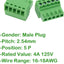 10 Conectores Bloque 5 Polos 0.100pulg 26-18 AWG Macho