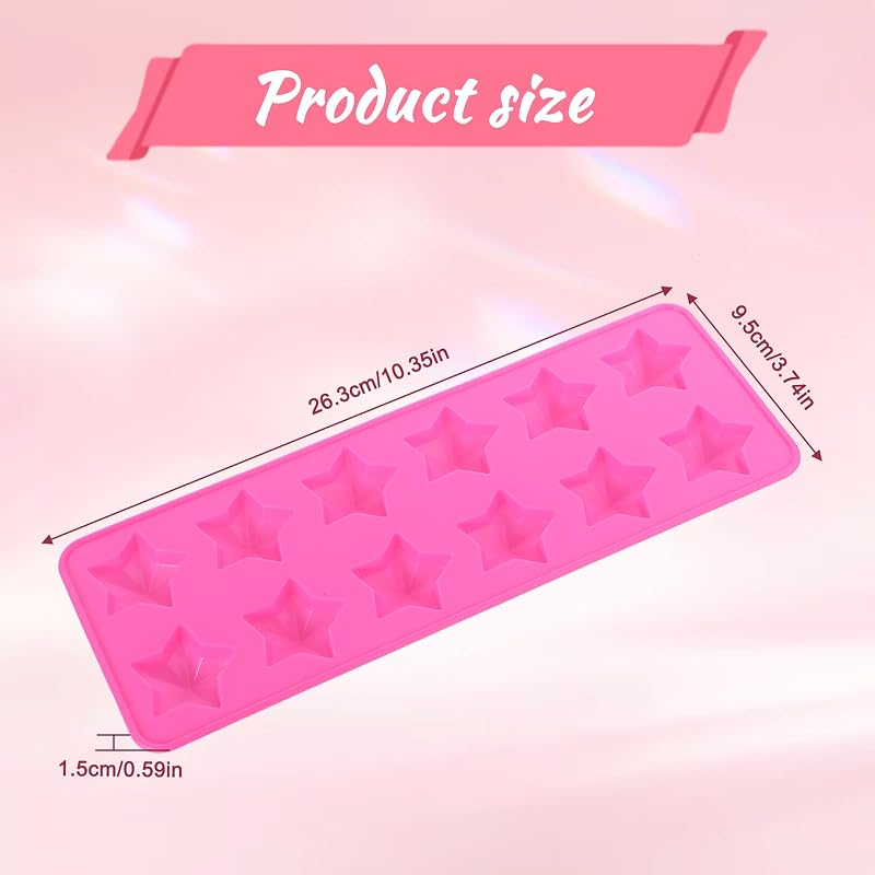 Molde silicona 12 cavidades estrella chocolate hielo rosa