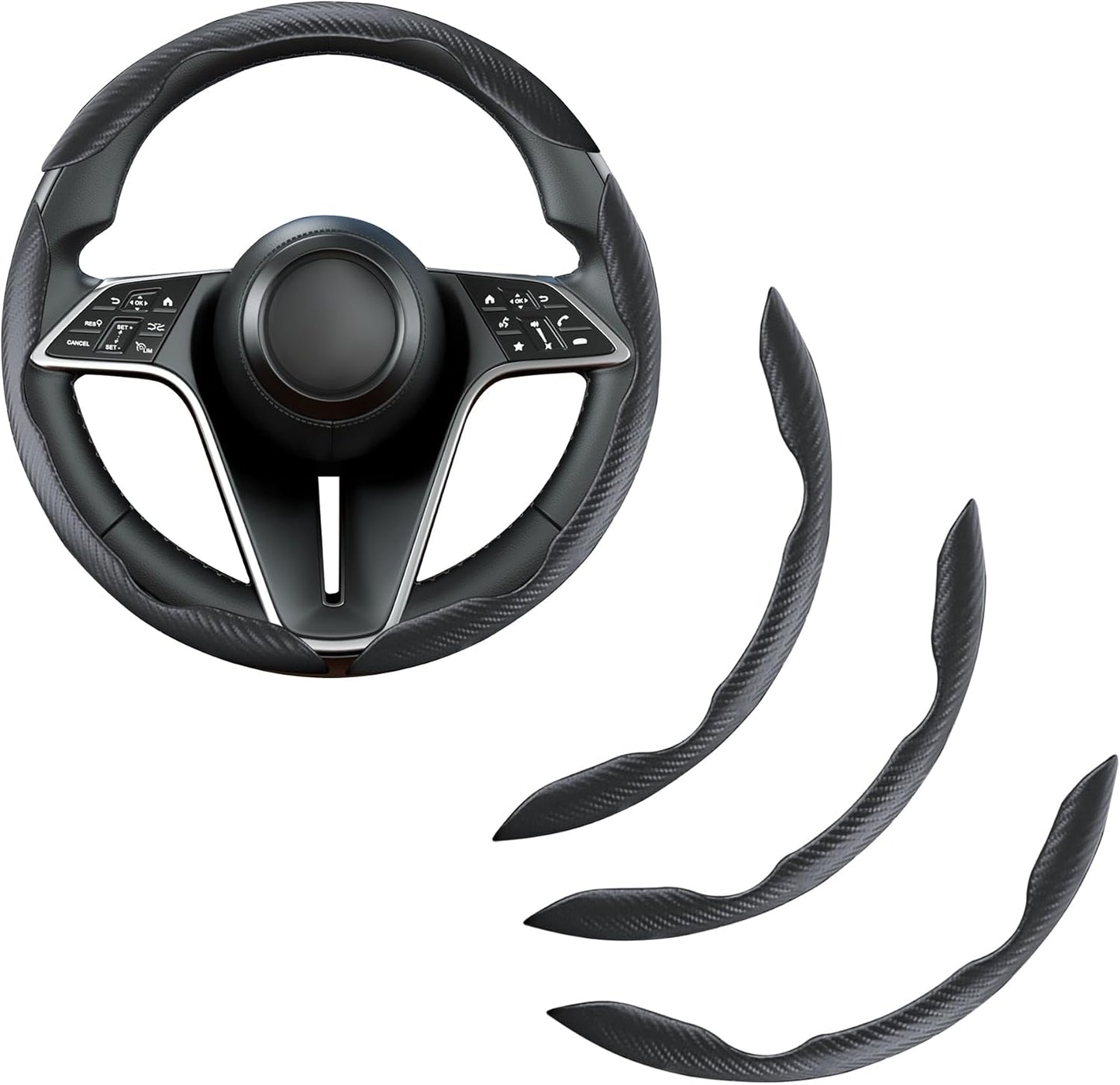 Funda volante fibra carbono 3 pzas antiderrap universal