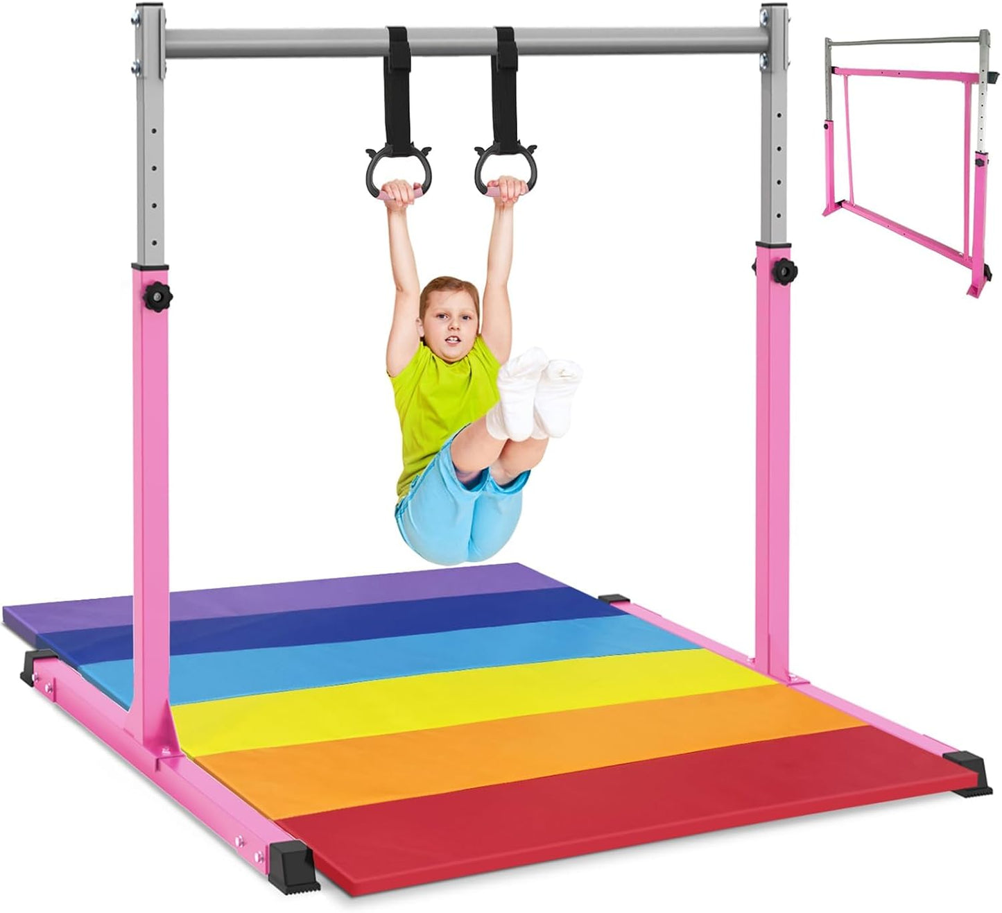 Barra gimnasia niños acero ajustable 3-5ft base