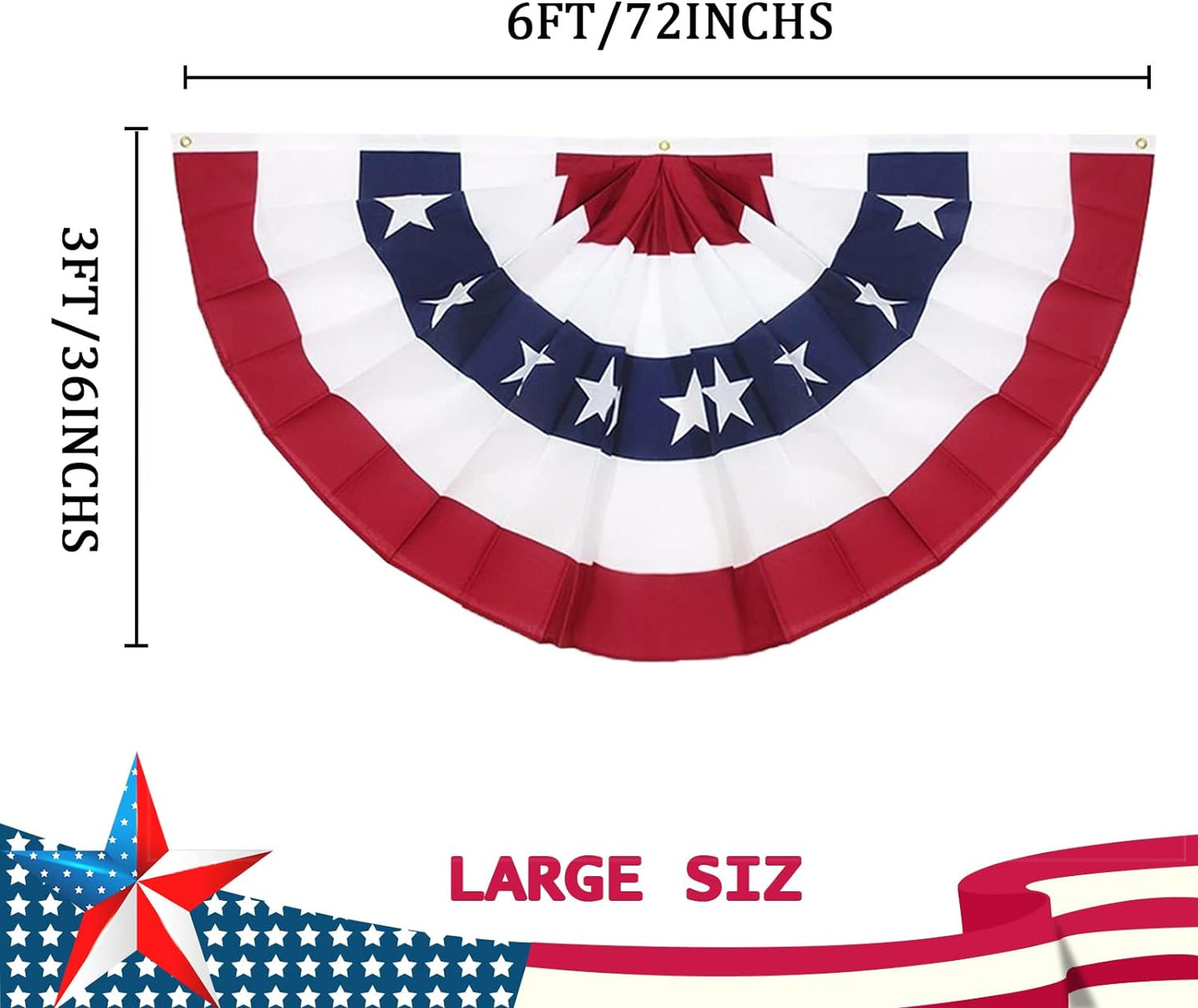 Bandera abanico plisada 3x6ft set 4 decoración 4 de julio