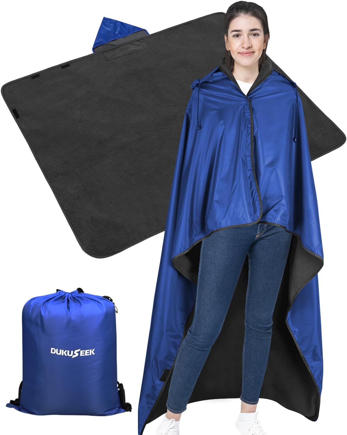 Manta estadio impermeable con capucha deportes azul