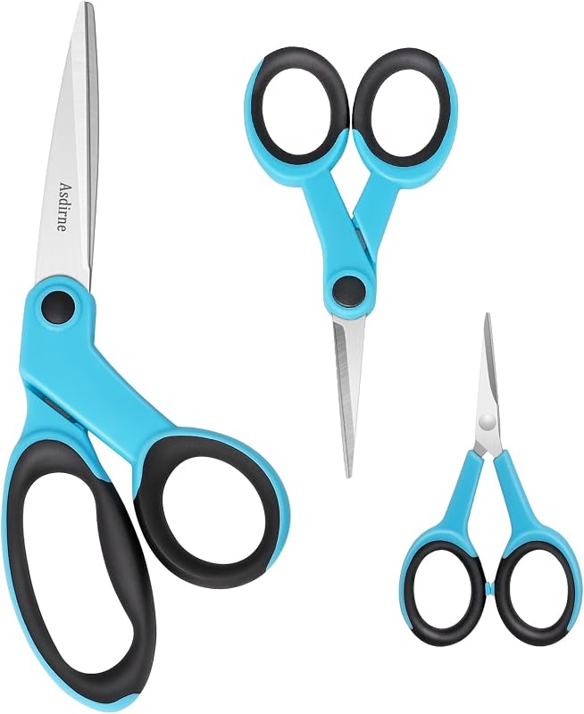 Set 3 Tijeras Costura Acero Inox Asas Suaves Azul/Negro