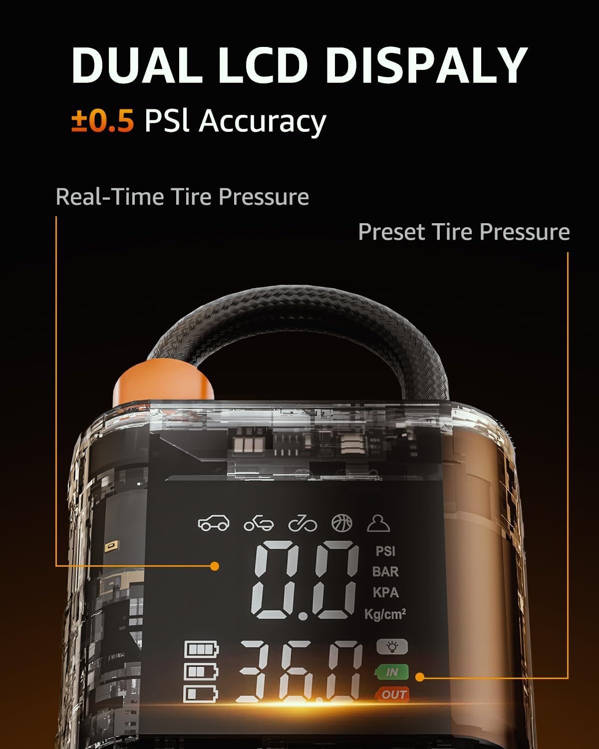 Inflador neumáticos compresor aire inalámbrico 150psi