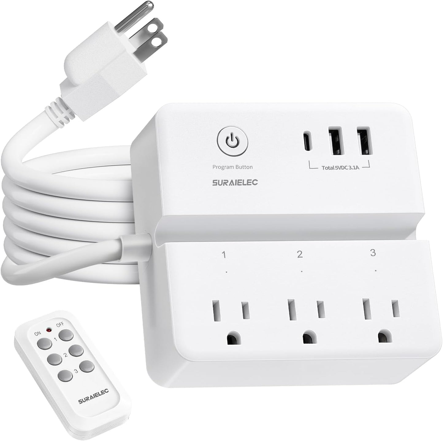 Cable extensión control remoto 3 salidas USB-C USB-A 15A