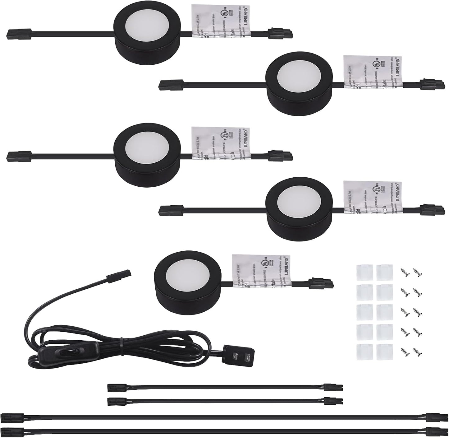 Luces LED enchufables para gabinete cocina 120V negro