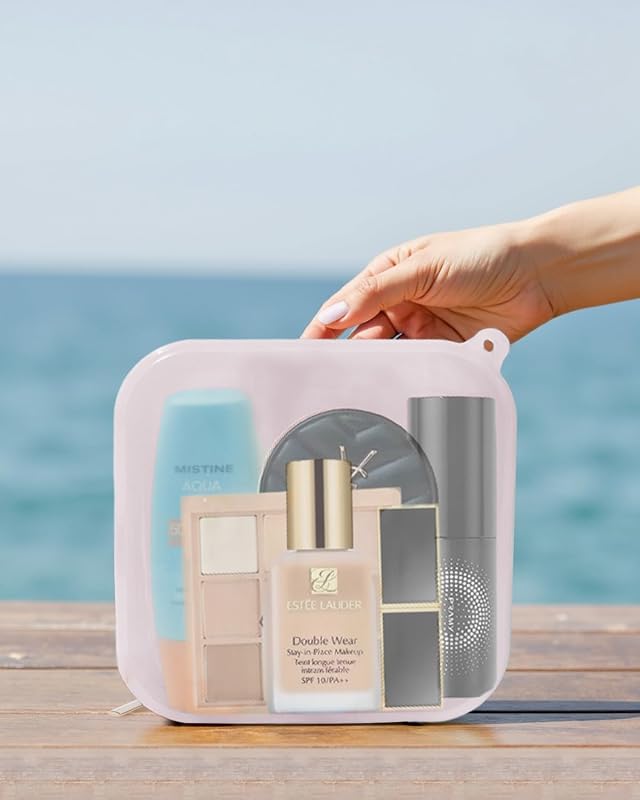 Bolsa maquillaje transparente silicona con cremallera para viaje