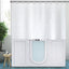 Cortina ducha corta 48pulg jaspeada blanca con ganchos