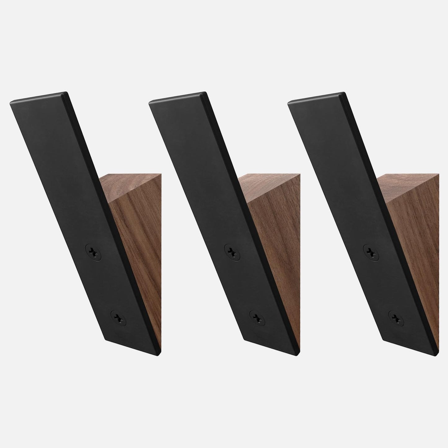 Perchero pared 3 ganchos metal negro madera nogal