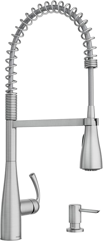 Grifo cocina acero inox arco alto con dispensador jabón