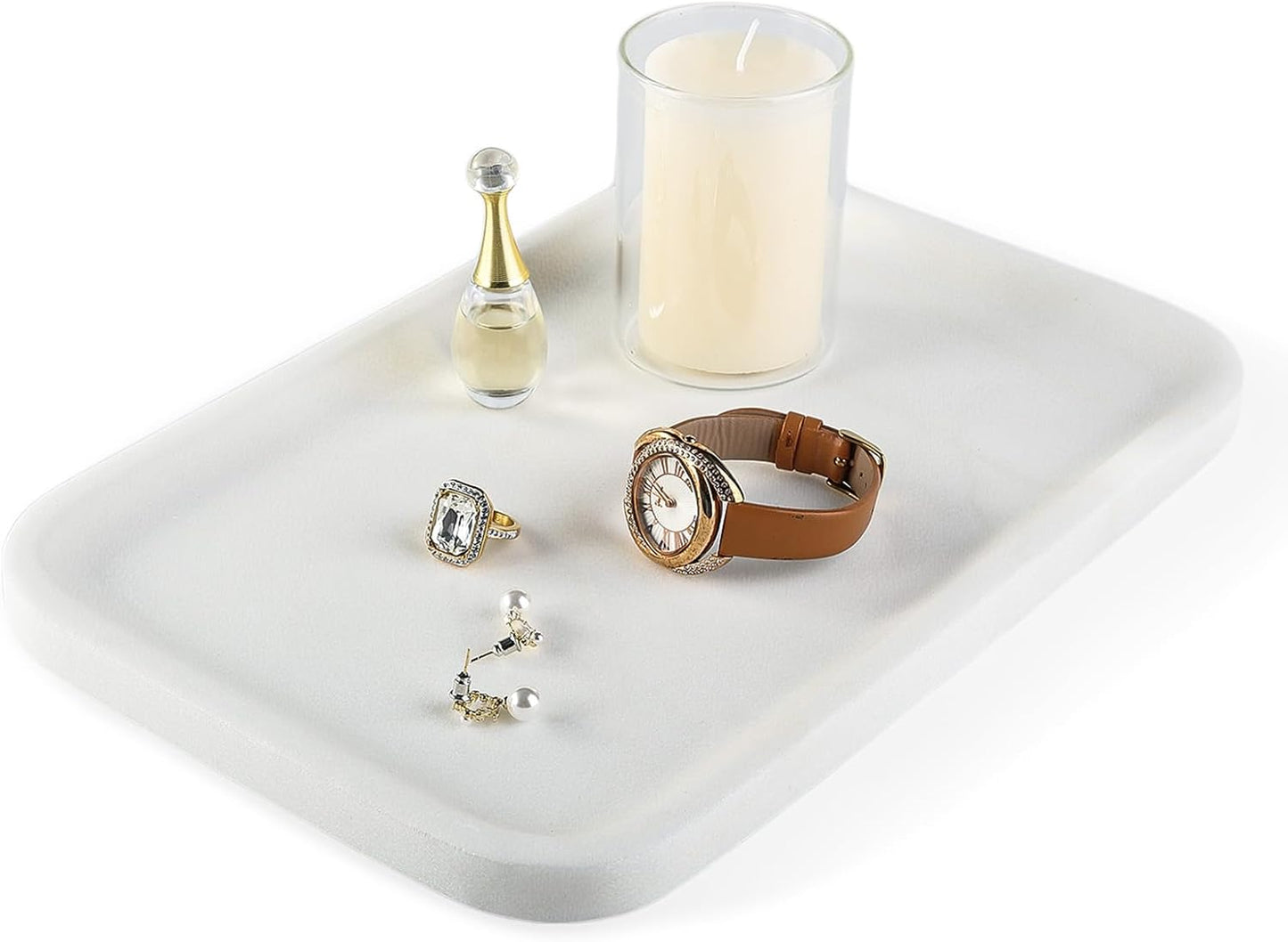 Bandeja mármol 12x8pulg para tocador y cocina cosméticos