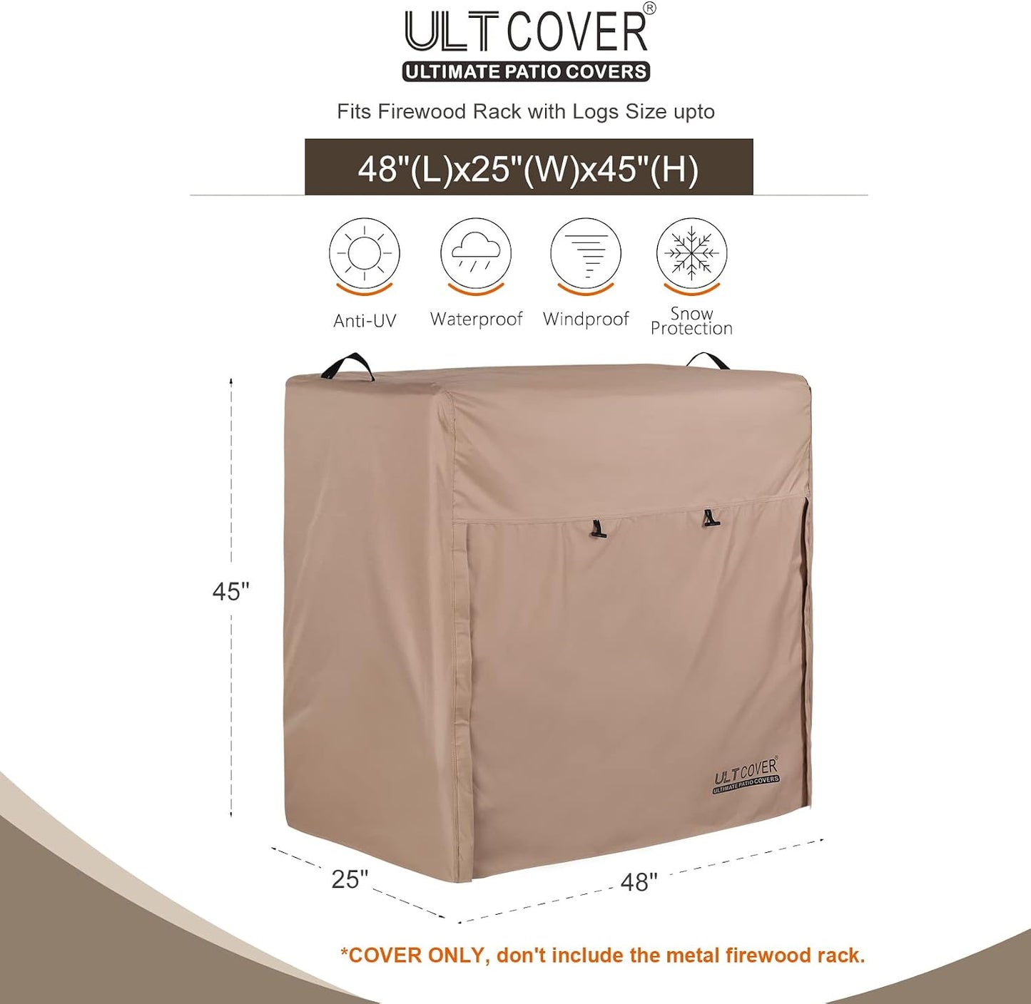 Cubierta impermeable soporte leña 4ft resistente aire libre