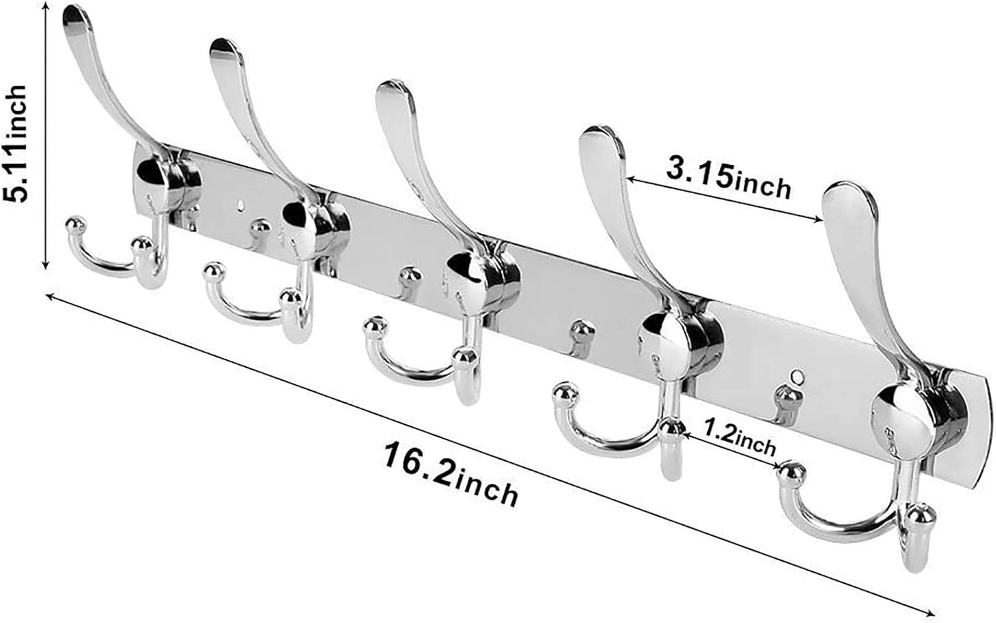 Gancho pared 15uds acero inox para abrigo bata