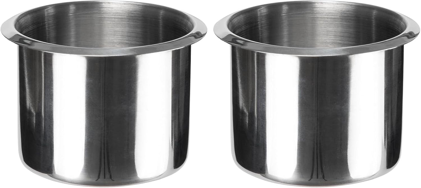 2 Pzas Inserto portavasos acero inox 3.1" plateado