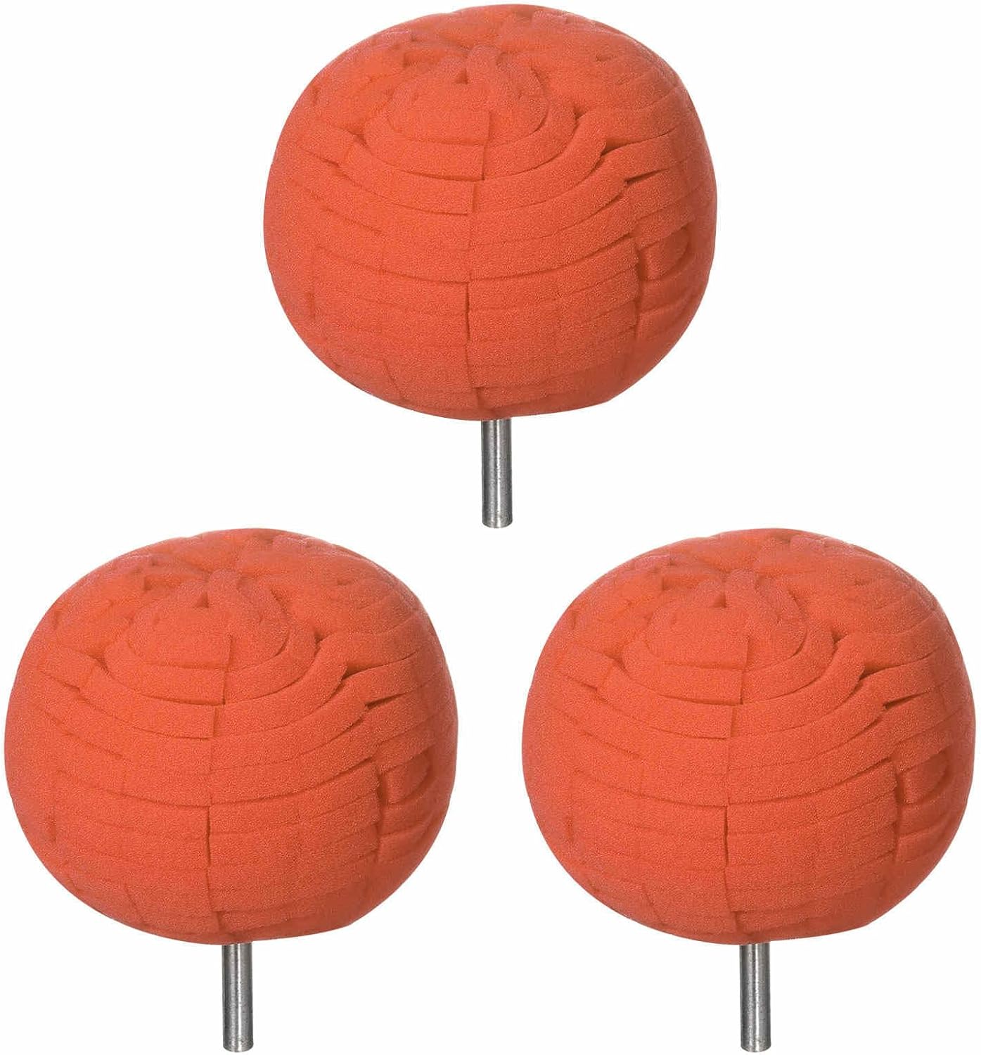 3 Almohadillas Pulido Bolas 3pulg Vástago 1/4pulg Auto