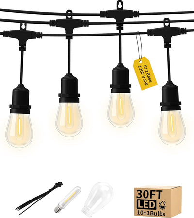 Guirnalda luces 30ft exterior blanco cálido LED impermeable
