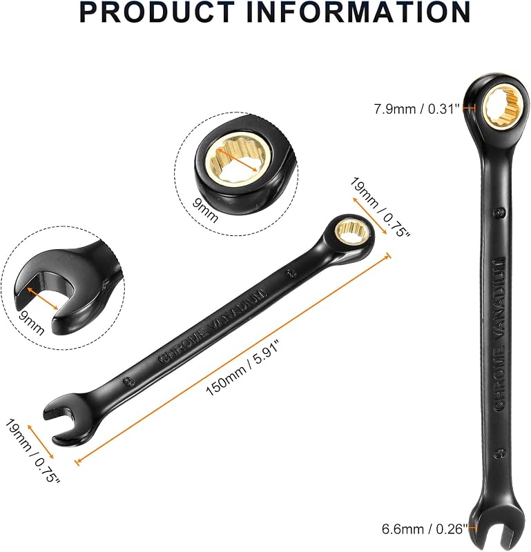 Llave trinquete 0.354pulg acero CR-V 72 dientes chapada níquel
