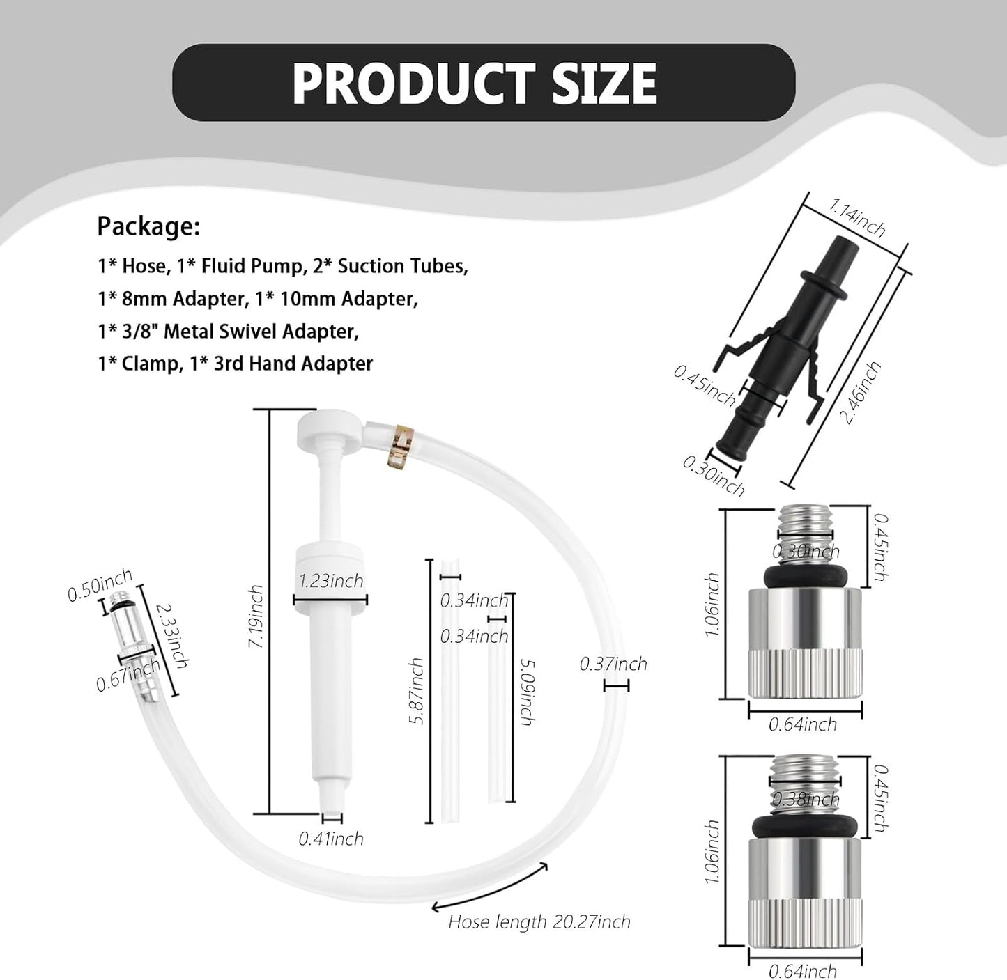 Kit bomba fluido transmisión 3/8pulg adaptadores 0.315 y 0.394