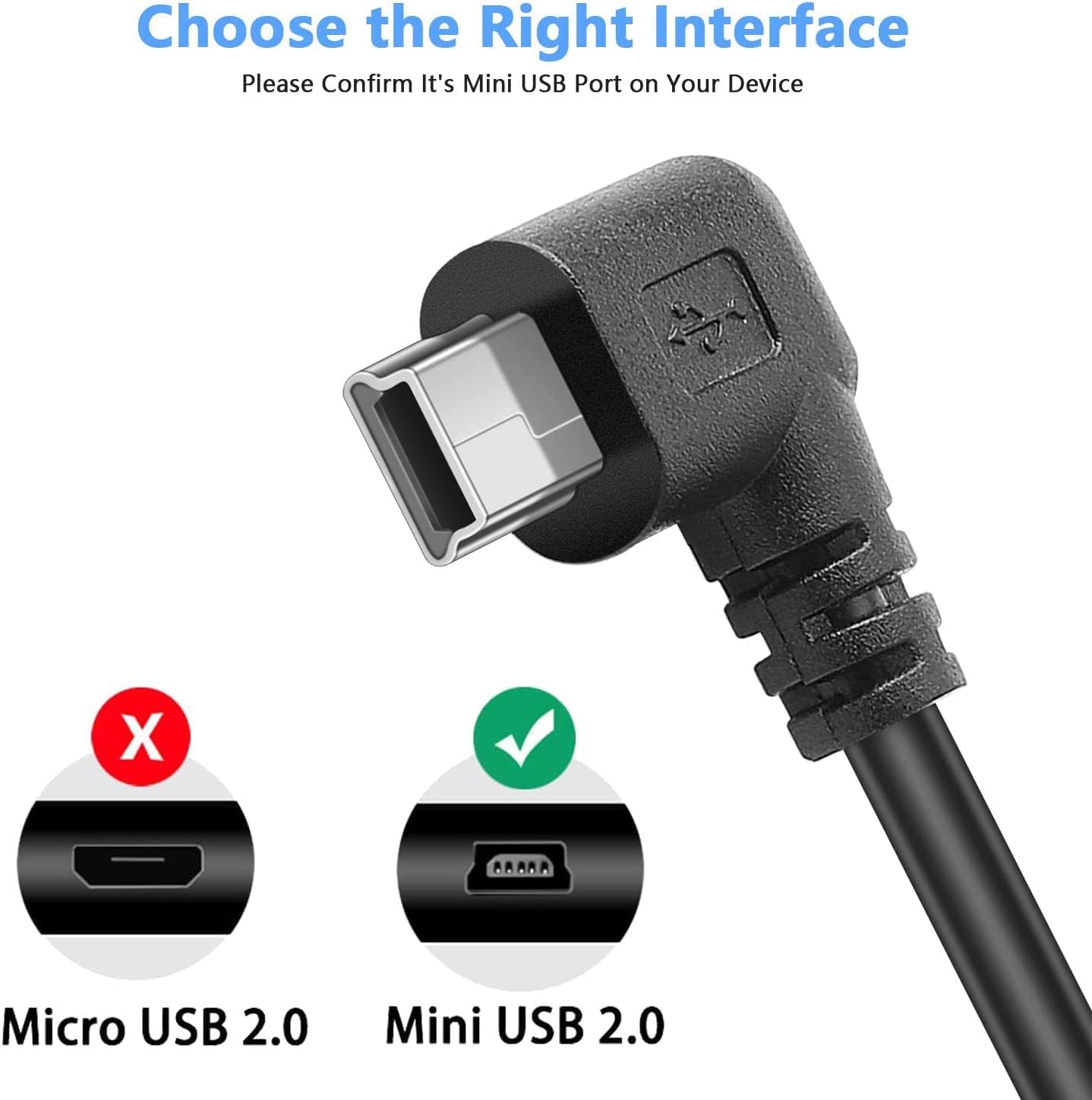 Cable carga mini USB para cámara tablero Q3 coche