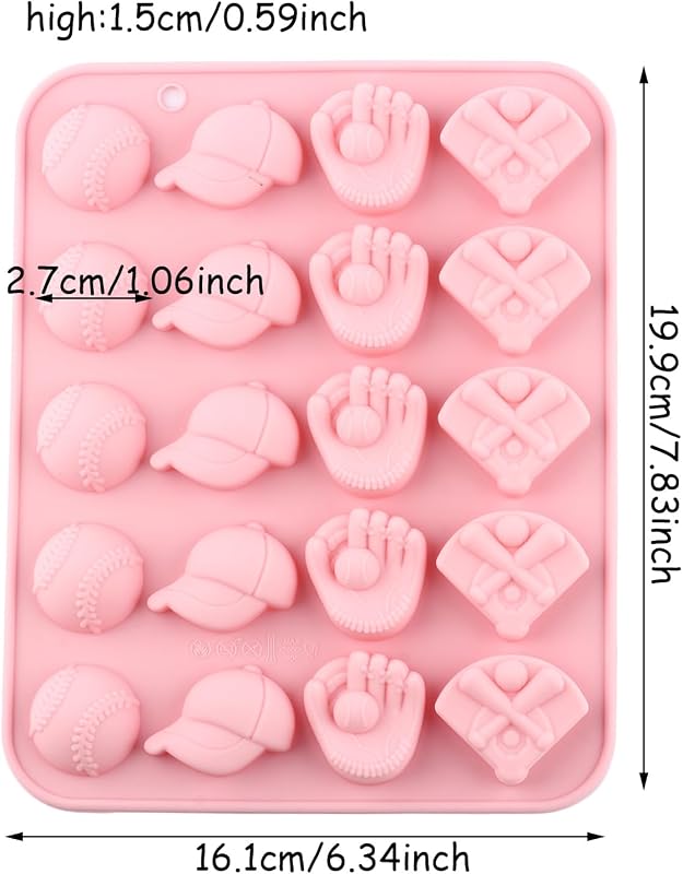 20 Moldes Chocolate Béisbol Cavidades Silicona