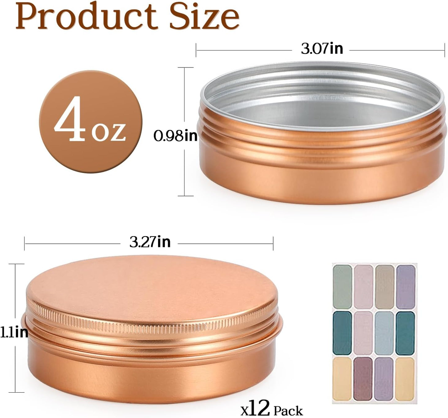 12 Latas 4oz Aluminio Vacías para Velas Especias Regalos