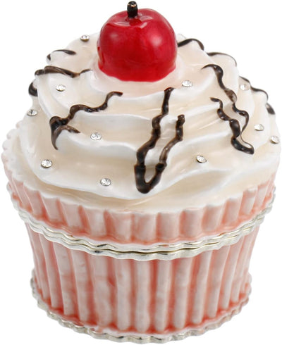 Caja esmaltada organiz. joyas bisagras decoración Cupcake