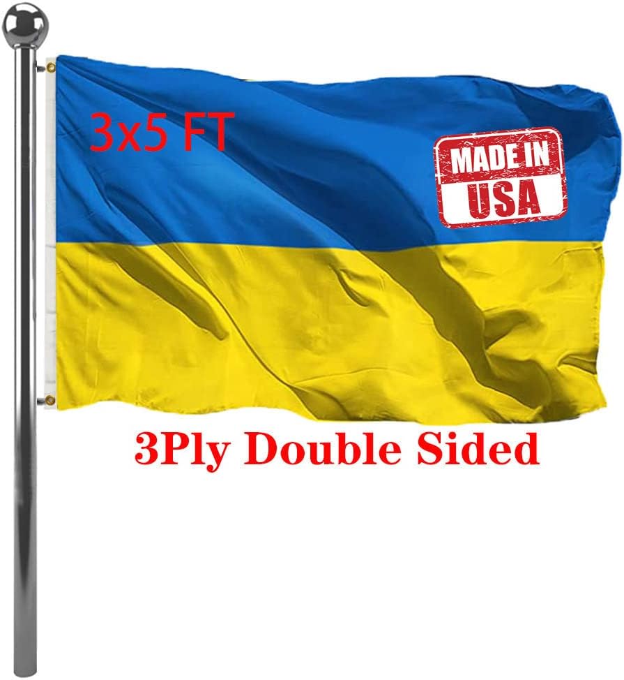 Bandera Ucrania doble cara 3x5 poliéster latón