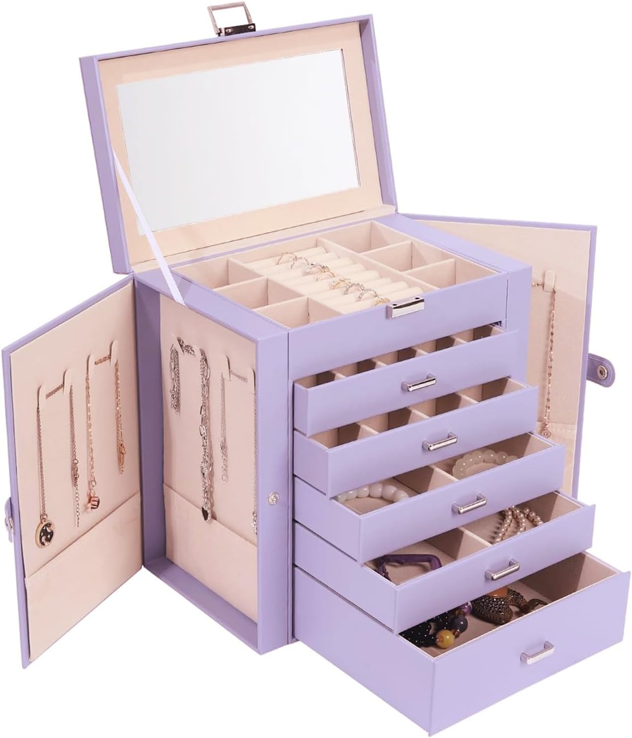 Joyero mujer 6 capas 5 cajones almacenamiento regalo Navidad