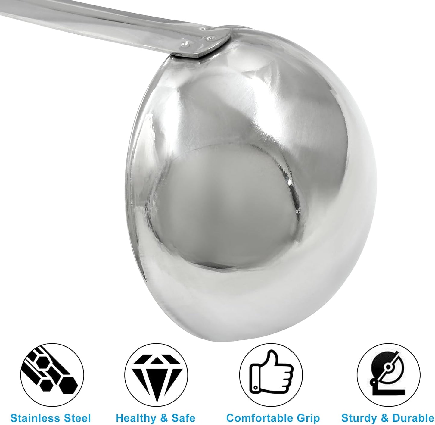 Set 3 Pzas Cucharón Acero Inox 4oz con Mango Largo