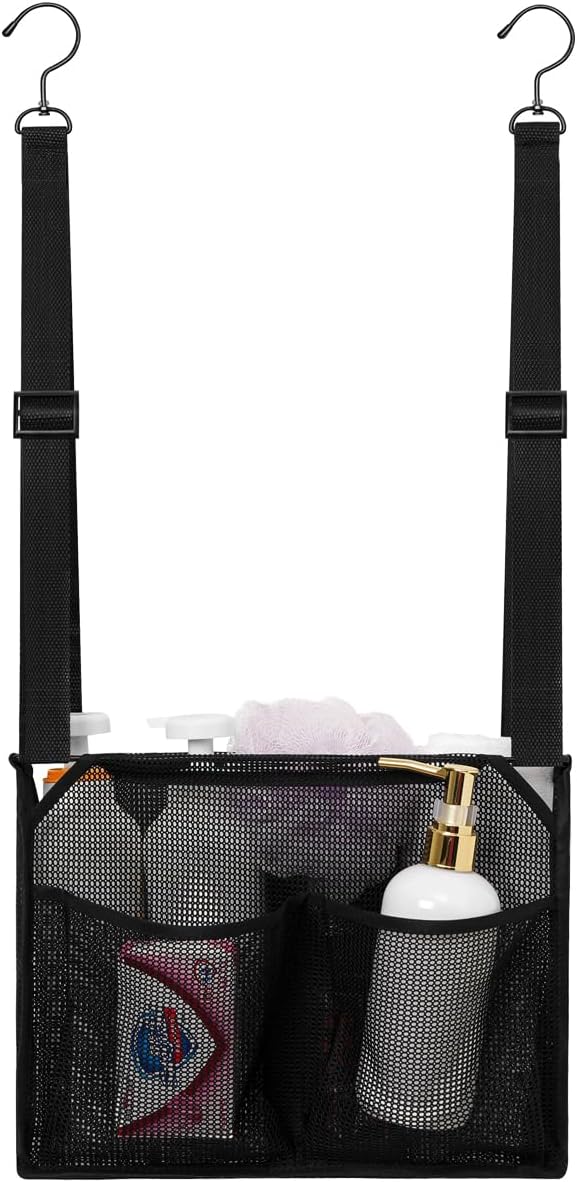 Organiz. malla ducha ajustable baño viajes negro