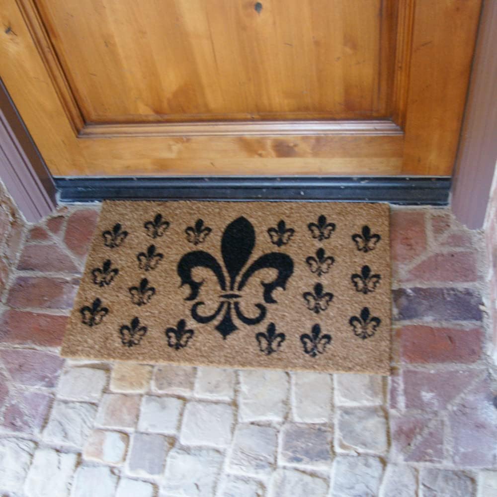 Felpudo Fleur De Lis con escudo 18x30 marrón