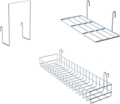 Cesta colgante rejilla pared con ganchos 1 set 3