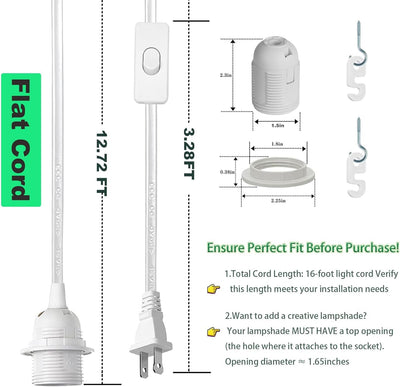 Kit 4 portalámparas colgantes 16pulg E26/E27 blanco