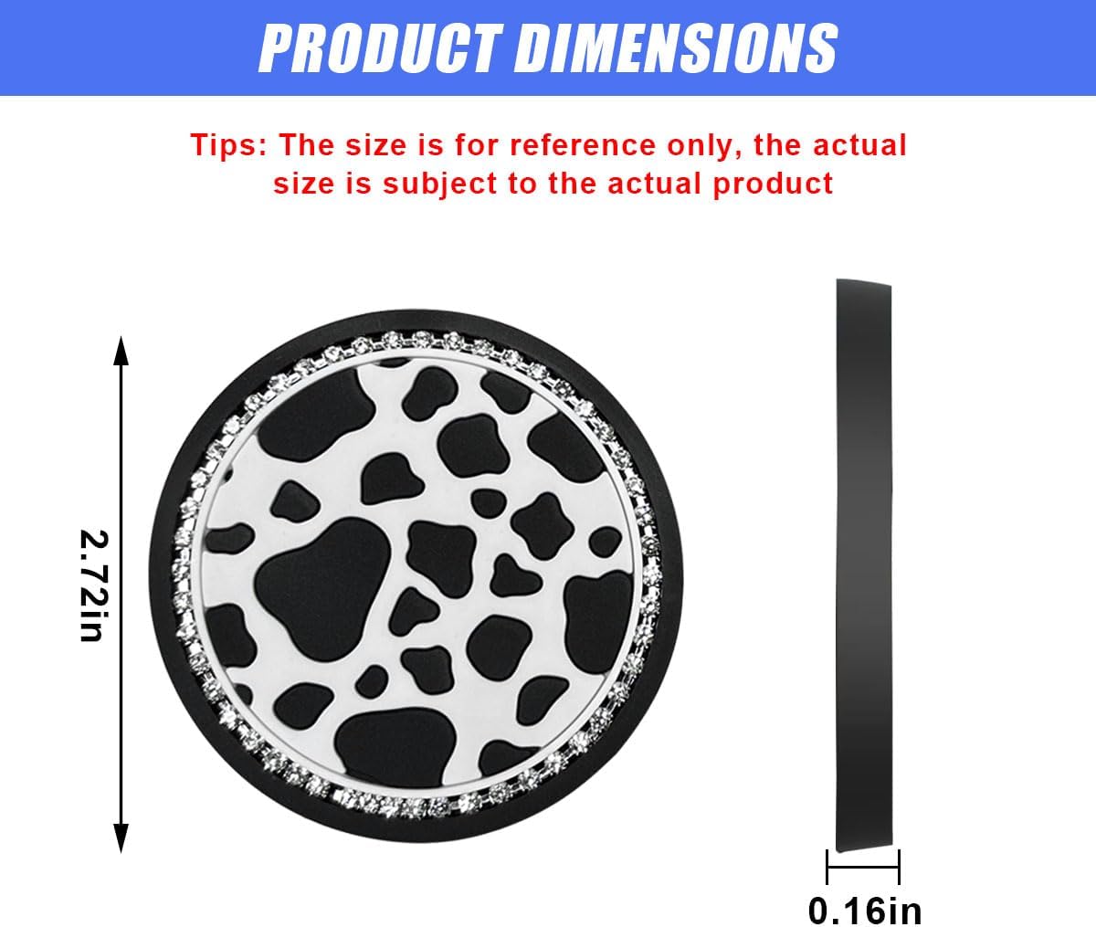 2 Posavasos Antiderrap PVC para Auto con Estampado Vaca