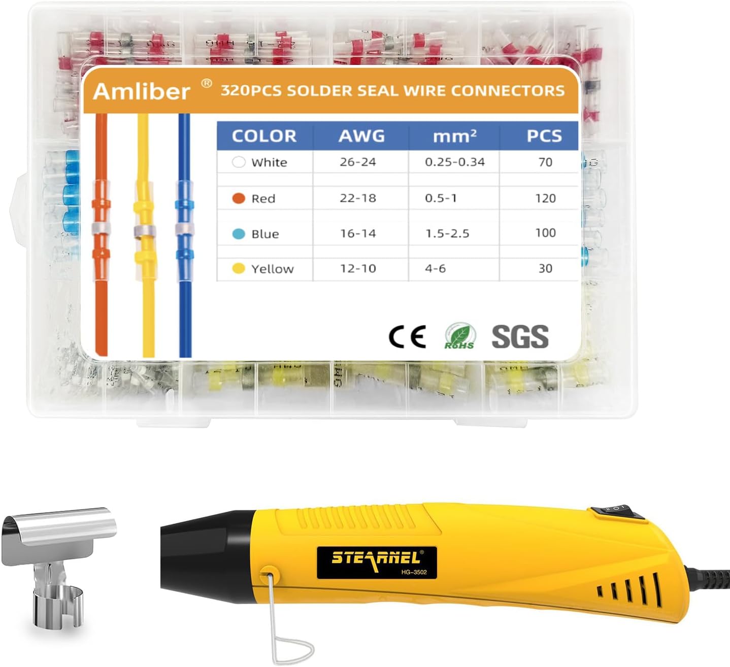 320 Conectores Soldadura 400W Impermeables 26-10 AWG