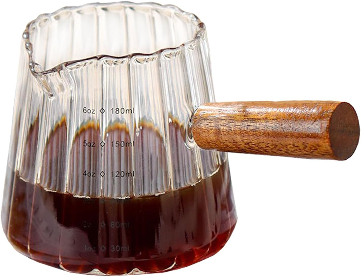 Taza café madera vidrio doble escala espumador leche