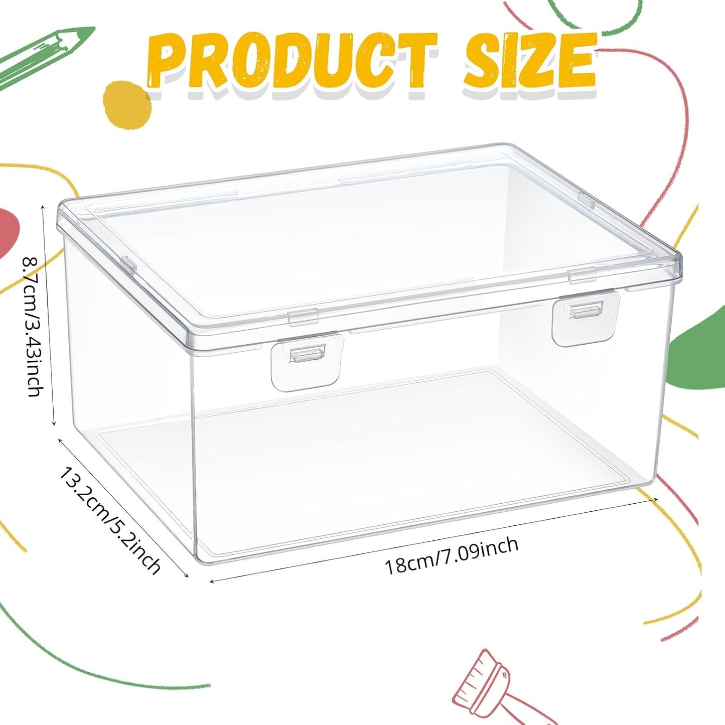 10 Pzas Cajas Plástico Transparente para Sala Set Apilables