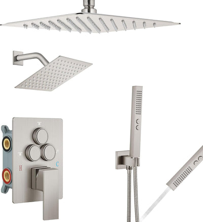 Set grifo ducha techo válvula 10x6pulg 2en1