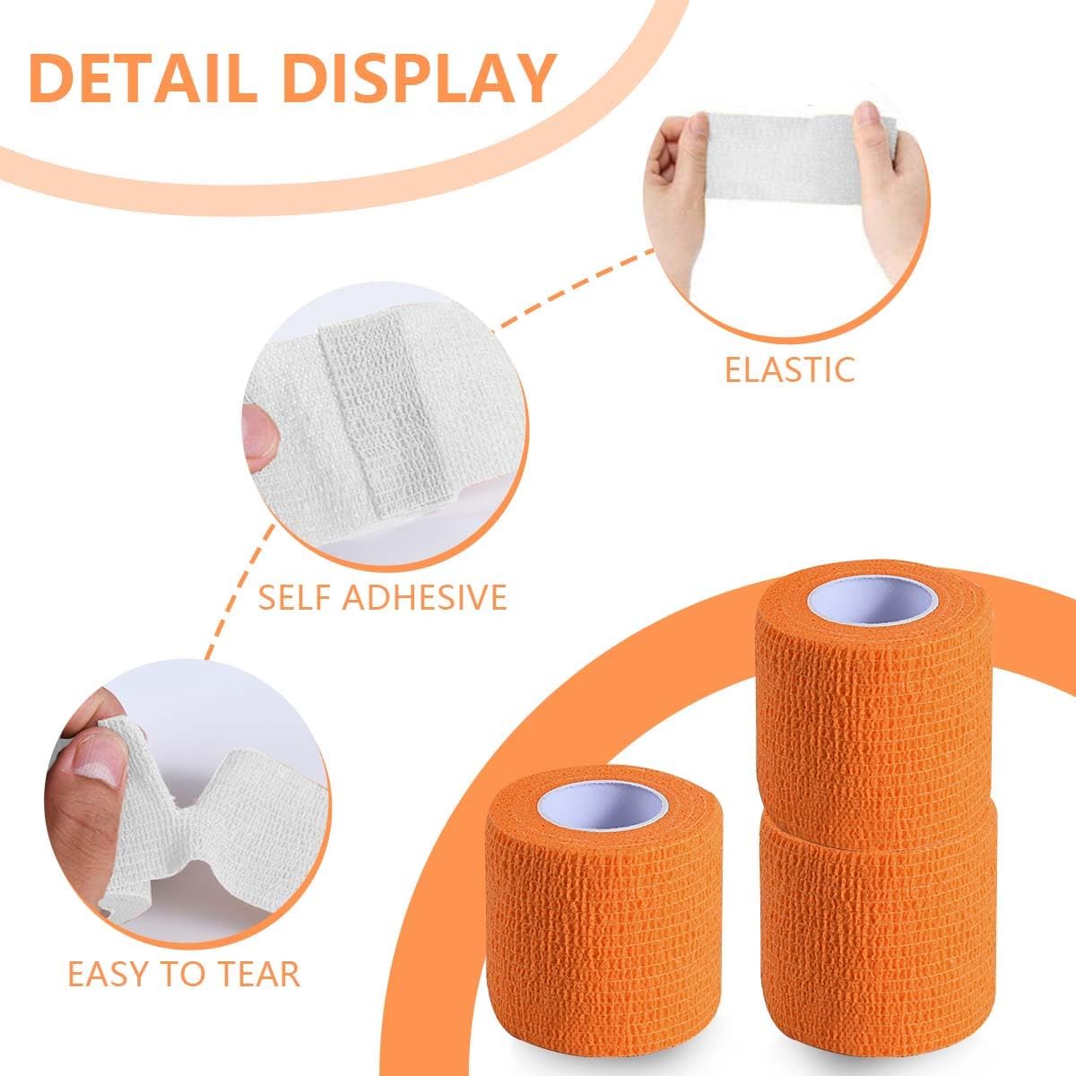 15 Vendajes Autoadhesivos Naranja 2pulg x5yd Elásticos
