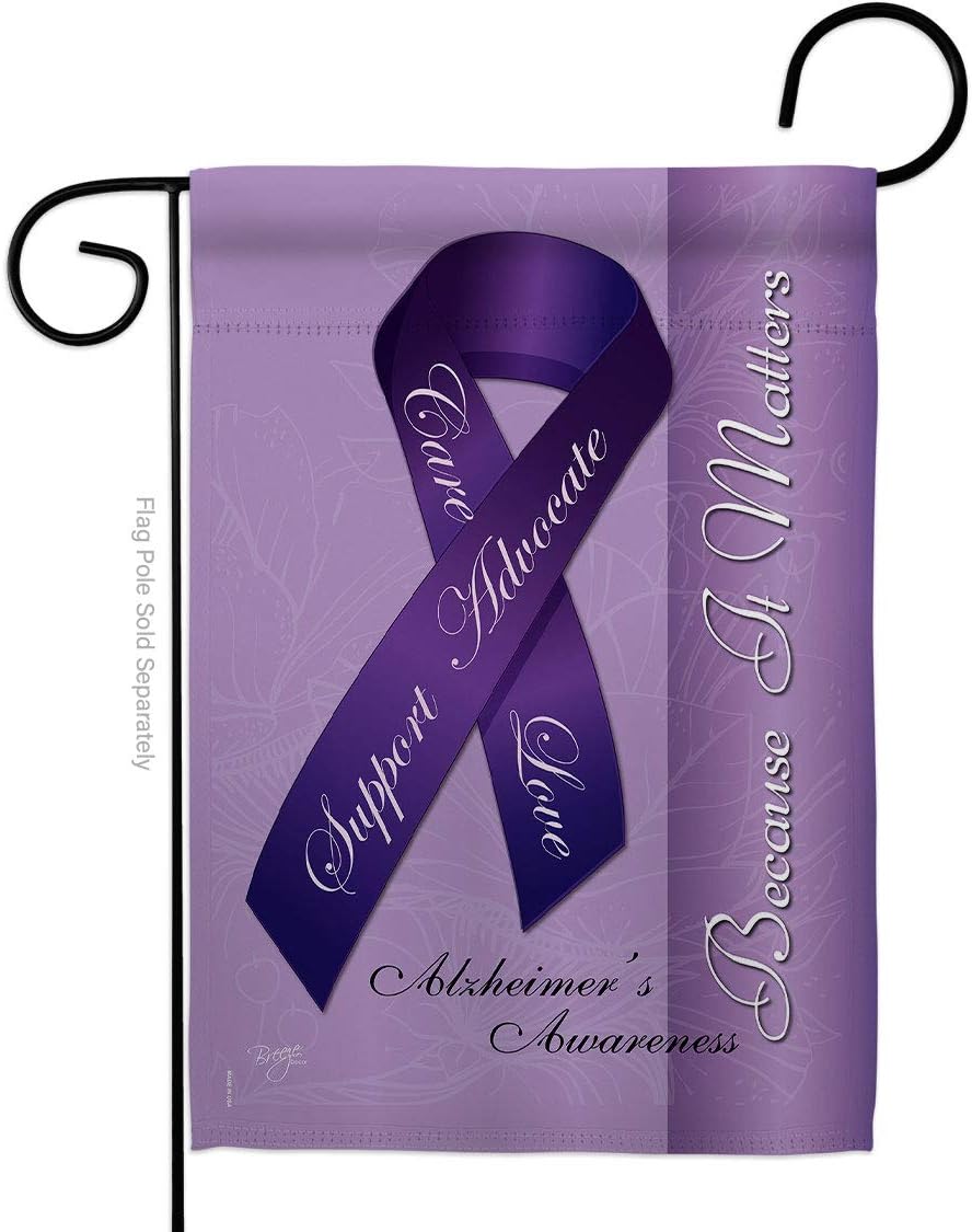 Bandera jardín vertical soporte Alzheimer 13x18" multicolor