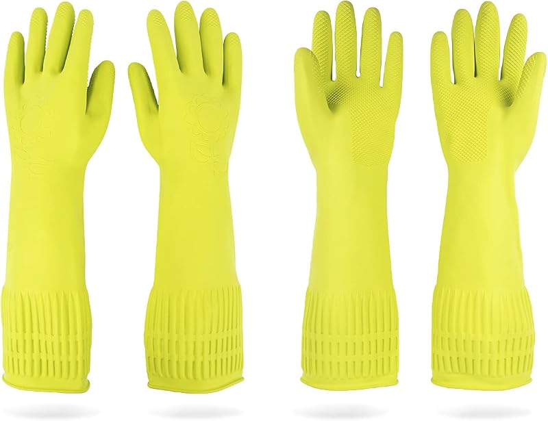 2 Pzas Guantes Goma Reutilizables Impermeables para Lavavajillas