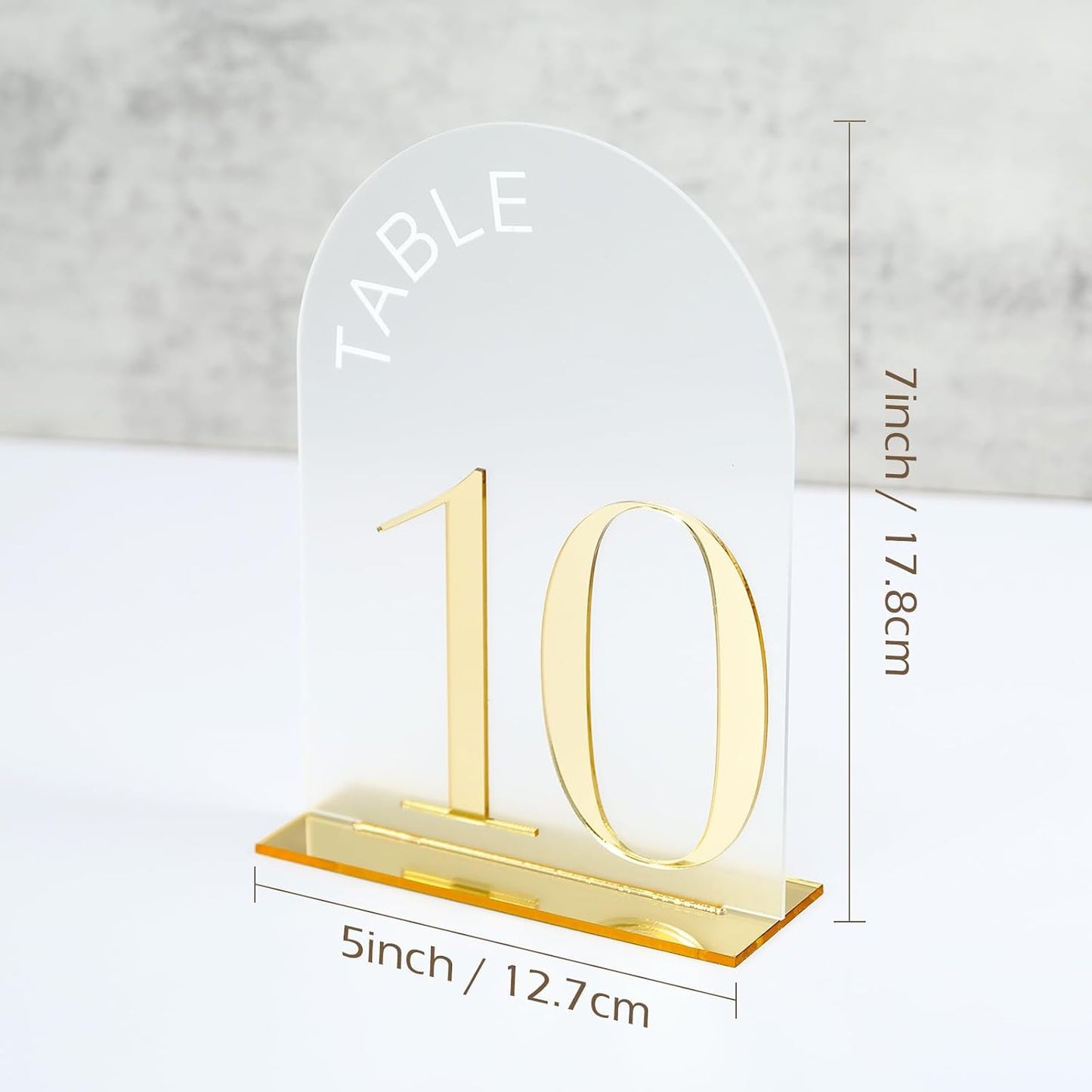 Números mesa boda arco esmerilado 1-10 acrílico 5x7pulg dorado