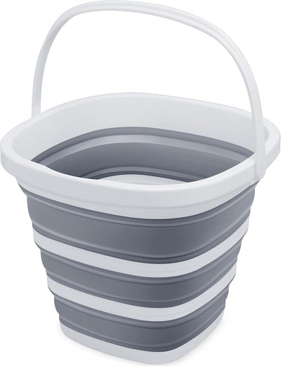 Cubo plegable 10L para limpieza hogar coche acampada gris