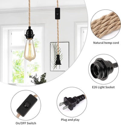 Cable luz colgante 15ft estilo granja con interruptor