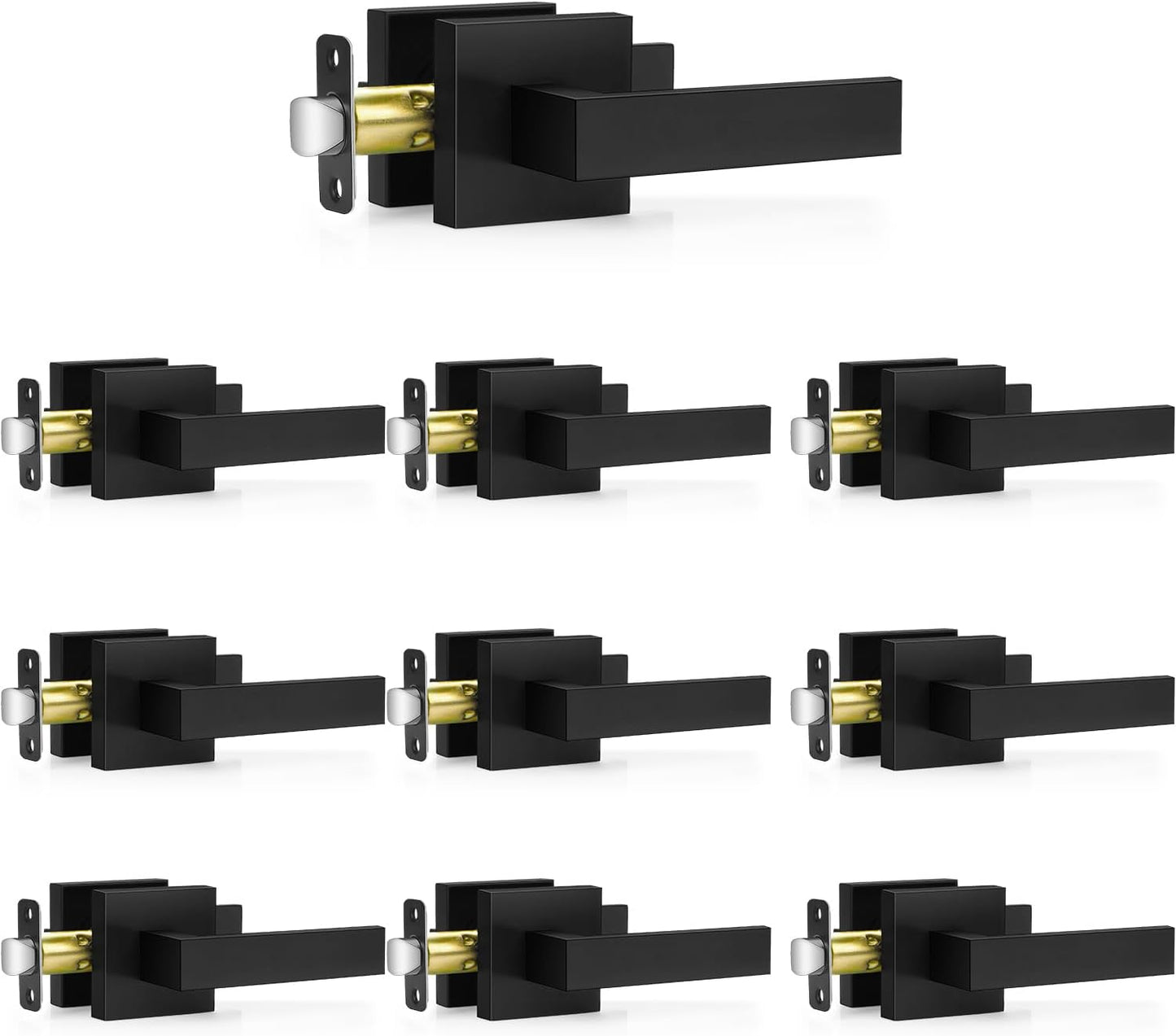 10 Manijas Puerta Negro Mate Cuadradas Resistentes