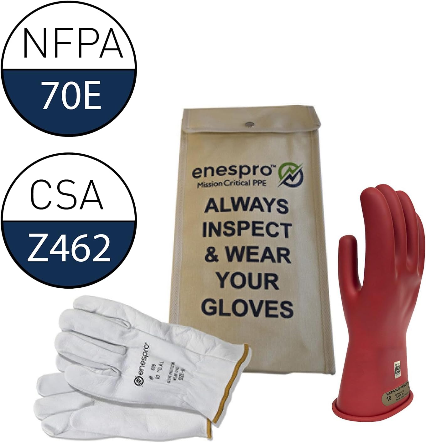 Kit guantes aislantes goma roja 500V CA/750V CC