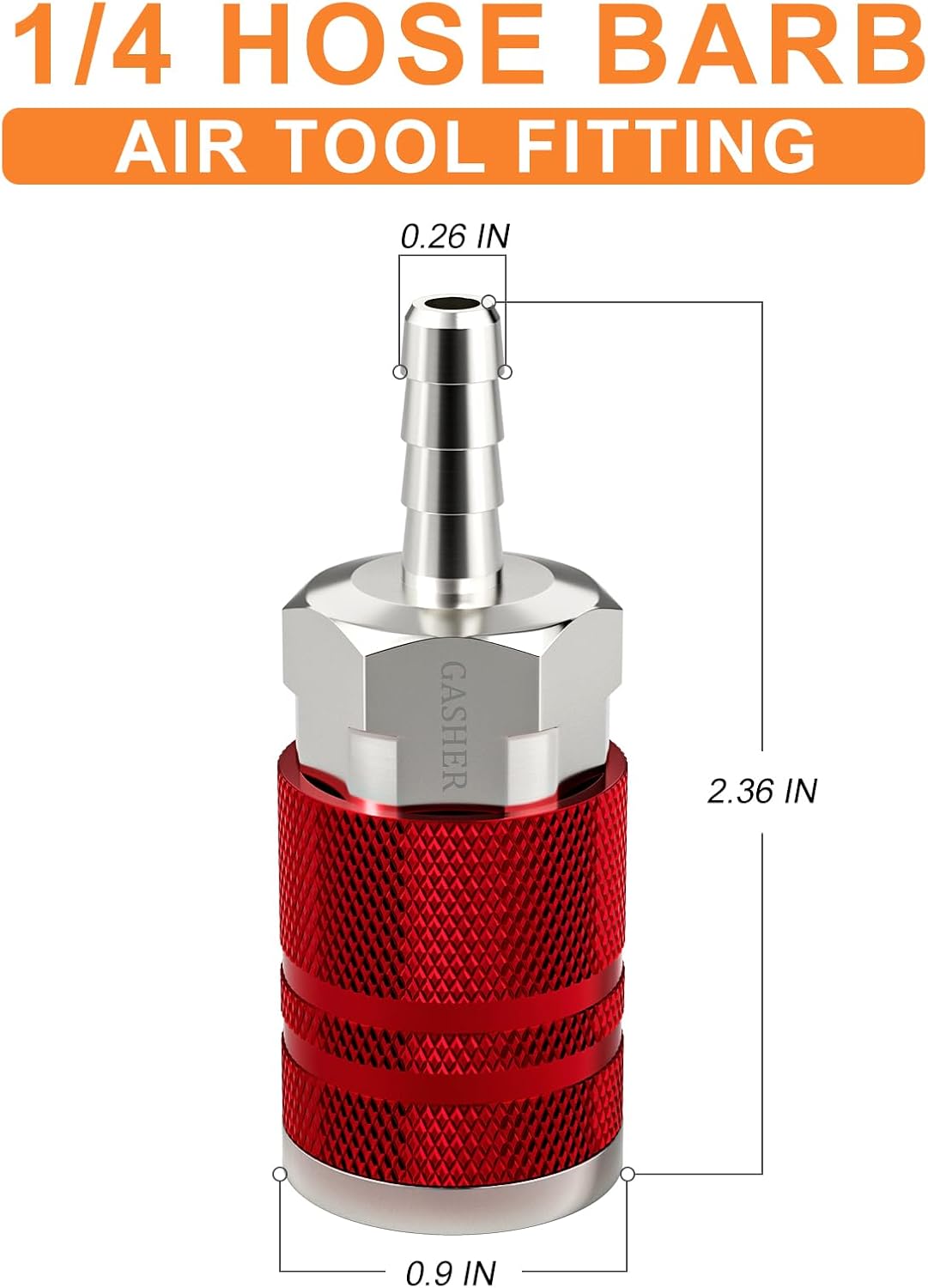 Acoplador aire rojo 1/4pulg con lengüeta y abrazadera