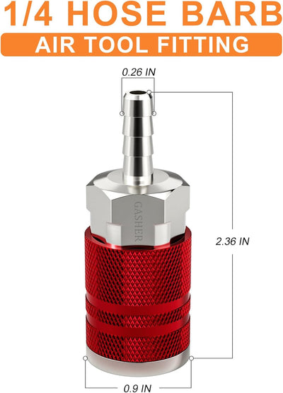 Acoplador aire rojo 1/4pulg con lengüeta y abrazadera