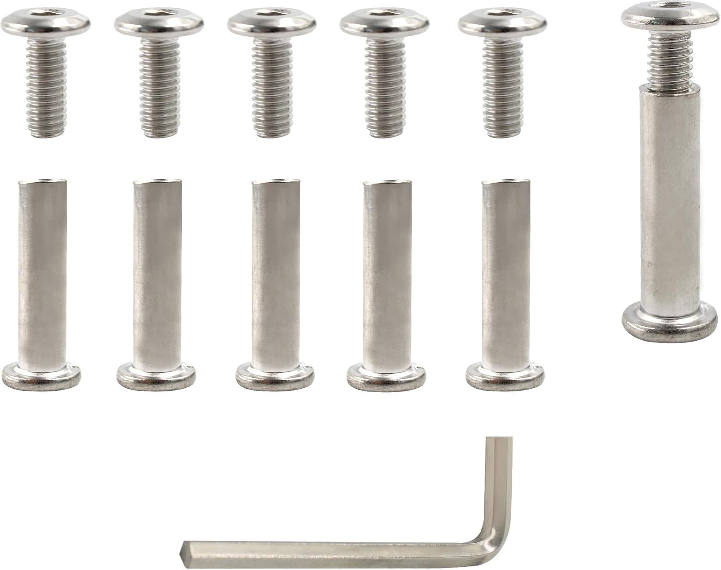 20 Pzas Pernos M6 Acero Inox Con Llave Allen para Cama Bebé