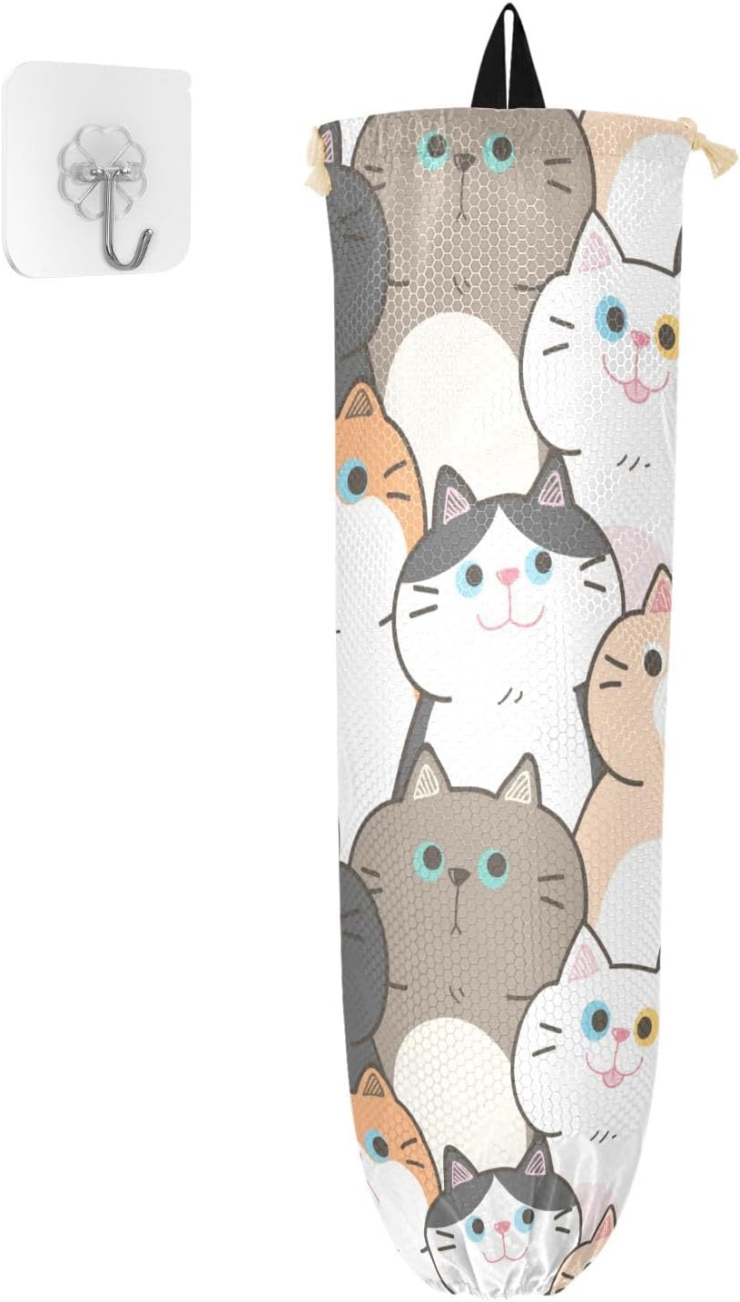 Soporte bolsas plástico gato reutiliz. pared cocina set 2